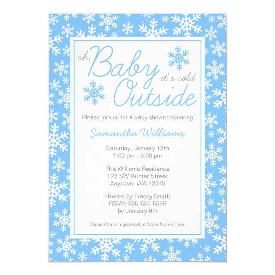 Oh Baby It's Cold Outside Blue Baby Shower Invitation | Zazzle.com