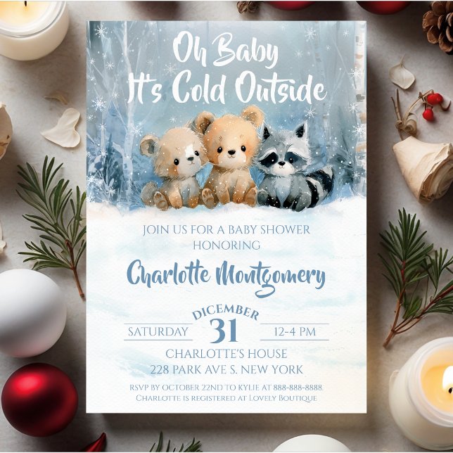 Oh Baby its cold outside Blue Baby Shower Invitation (Creator Uploaded)