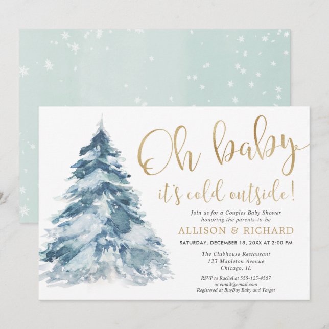 Oh Baby it's cold outside Couples baby shower Invitation (Front/Back)