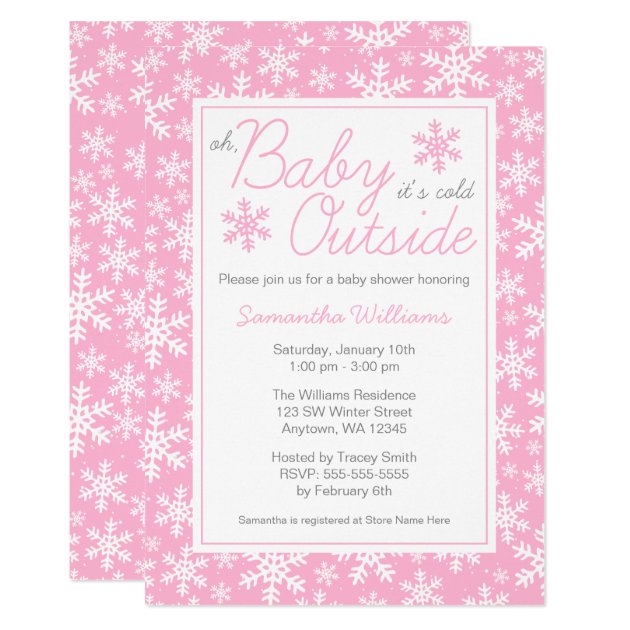 Oh Baby It's Cold Outside Pink Baby Shower Invitation