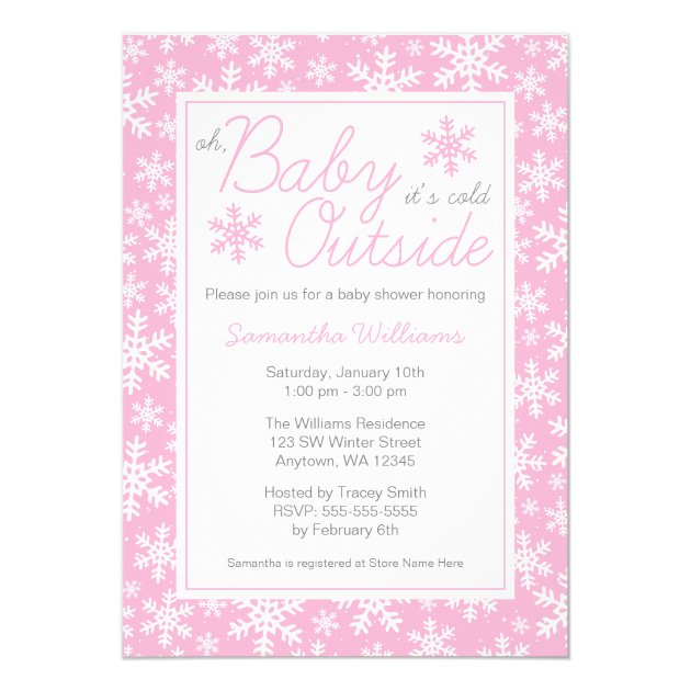 Oh Baby It's Cold Outside Pink Baby Shower Invitation