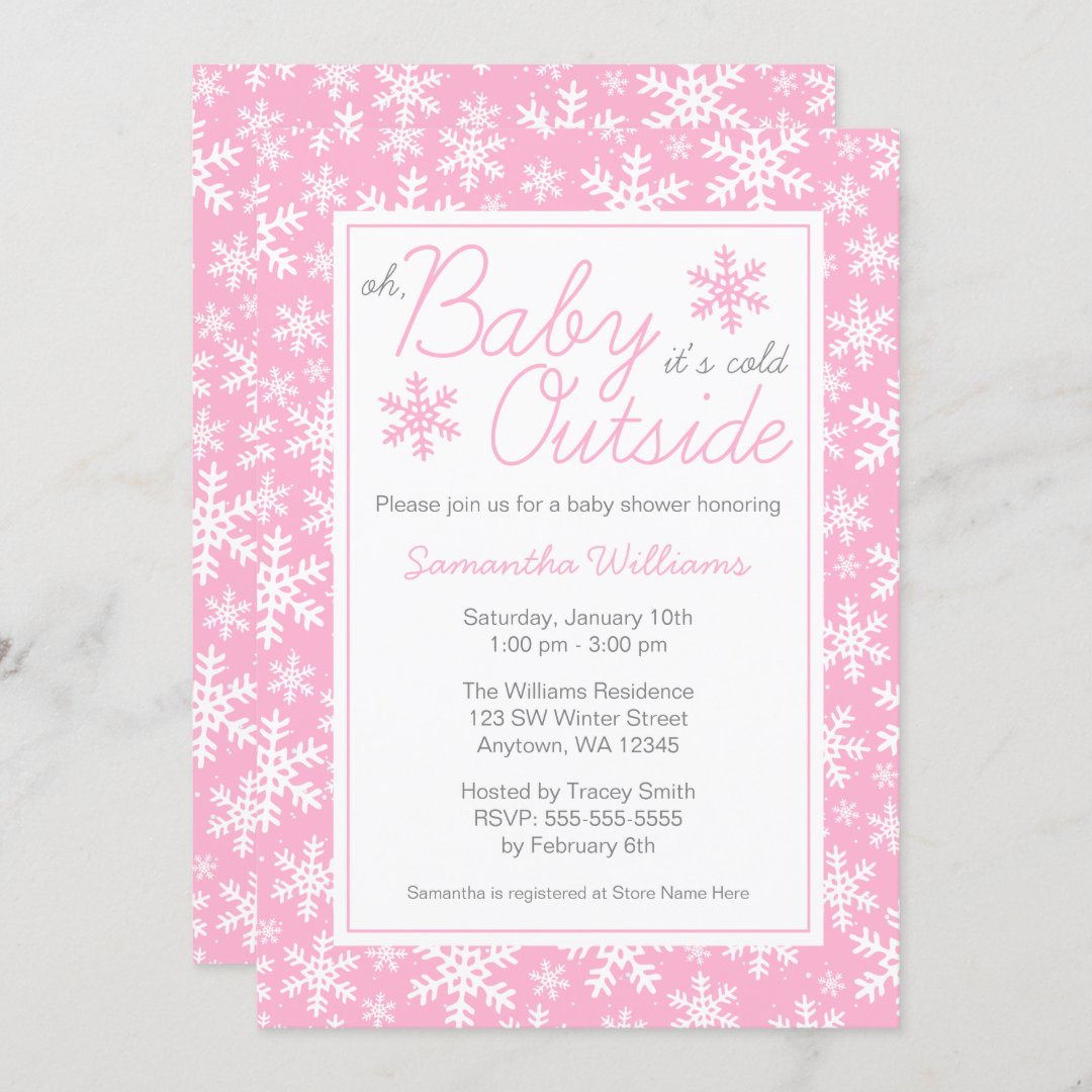 Oh Baby It S Cold Outside Pink Baby Shower Invitation Zazzle