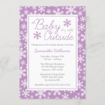 Oh Baby It's Cold Outside Purple Baby Shower Invitation
