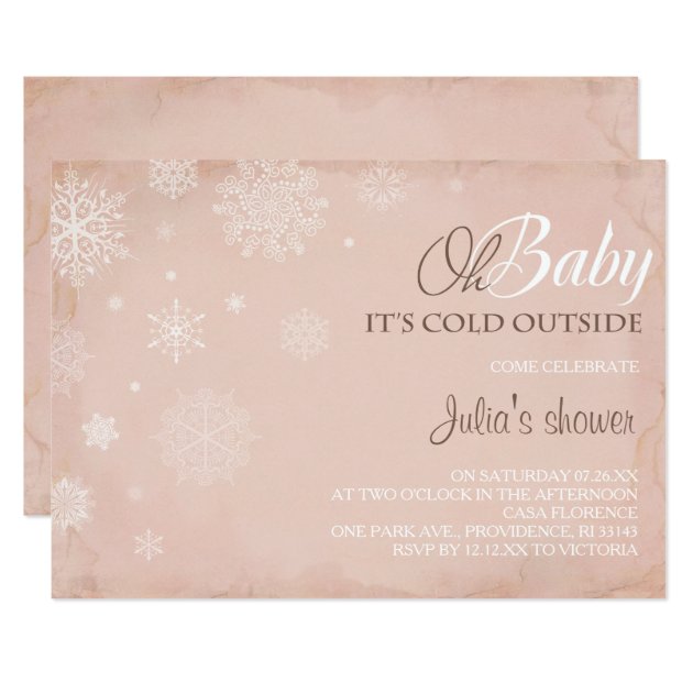 Oh Baby It's Cold Outside Vintage Pink Invite