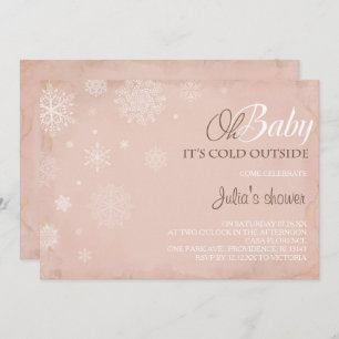 Oh Baby It's Cold Outside Vintage Pink Invite