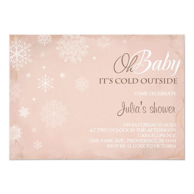 Oh Baby It's Cold Outside Vintage Pink Invite