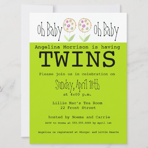 Oh Baby Its Twins _ Baby Shower Invitation