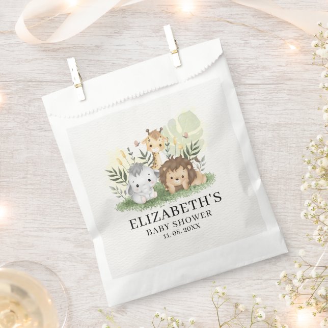 Oh Baby Jungle Animals Baby Shower Favor Bag (Clipped)