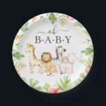 Oh Baby Jungle Baby Shower 7" Plate<br><div class="desc">Adorable design featuring the sweetest giraffe,  monkey,  zebra,  elephant & lion with a leafy jungle leaf frame. Visit our shop to view our entire Oh Baby Safari collection</div>