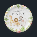 Oh Baby Jungle Baby Shower 7" Plate<br><div class="desc">Adorable design featuring the sweetest giraffe,  monkey,  zebra,  elephant & lion with a leafy jungle leaf frame. Visit our shop to view our entire Oh Baby Safari collection</div>