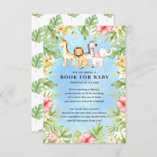 Oh Baby Jungle Baby Shower Book for Baby  Enclosur Enclosure Card