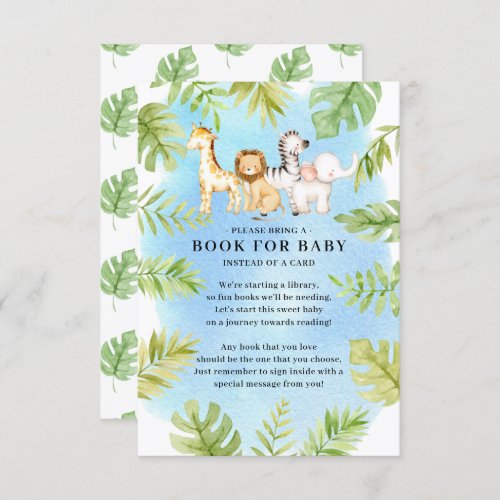 Oh Baby Jungle Baby Shower Book for Baby  Enclosure Card
