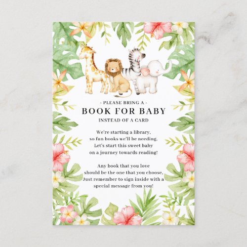 Oh Baby Jungle Baby Shower Book for Baby Enclosure Card