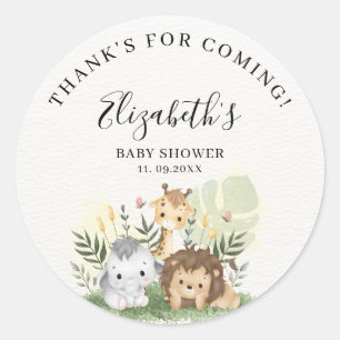 Oh Baby Jungle Baby Shower Boy Classic Round Sticker