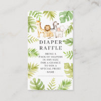 Oh Baby Jungle Baby Shower Diaper Raffle  Enclosur Enclosure Card
