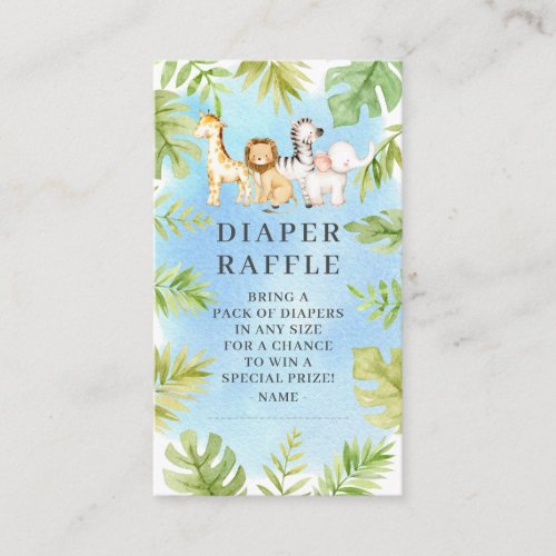 Oh Baby Jungle Baby Shower Diaper Raffle  Enclosure Card