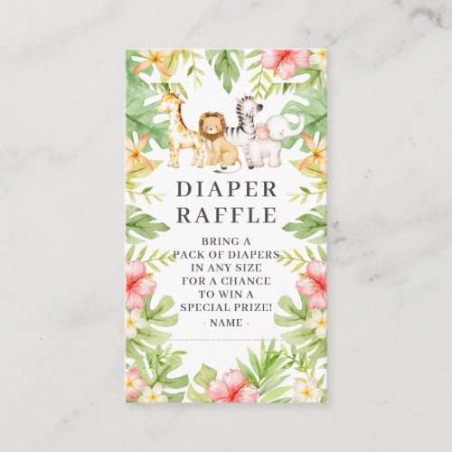 Oh Baby Jungle Baby Shower Diaper Raffle  Enclosure Card
