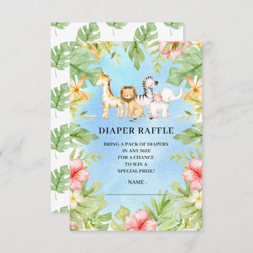 Oh Baby Jungle Baby Shower Diaper Raffle  Invitati Invitation