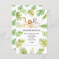 Oh Baby Jungle Baby Shower Diaper Raffle  Invitati Invitation