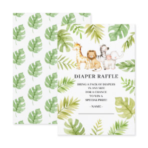Oh Baby Jungle Baby Shower Diaper Raffle  Invitati Invitation