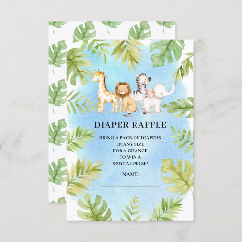 Oh Baby Jungle Baby Shower Diaper Raffle  Invitation