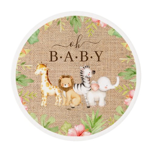 Oh Baby Jungle Baby Shower  Edible Frosting Rounds