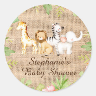 Oh Baby Jungle Baby Shower Favor  Classic Round St Classic Round Sticker