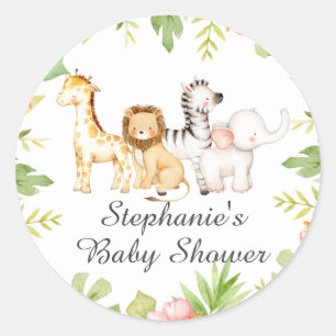 Oh Baby Jungle Baby Shower Favor  Classic Round St Classic Round Sticker