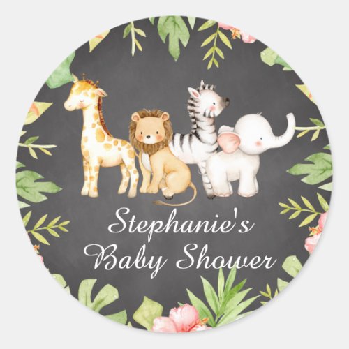 Oh Baby Jungle Baby Shower Favor  Classic Round St Classic Round Sticker