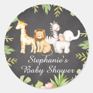 Oh Baby Jungle Baby Shower Favor  Classic Round St Sticker