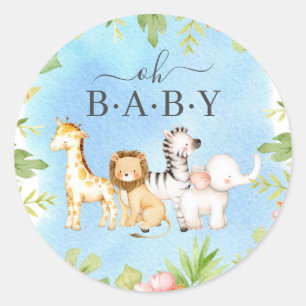 Oh Baby Jungle Baby Shower Favor Classic Round Sticker