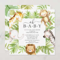 Oh Baby Jungle Baby Shower  Invitation