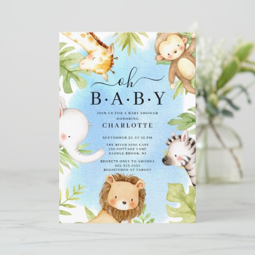 Oh Baby Jungle Baby Shower Invitation