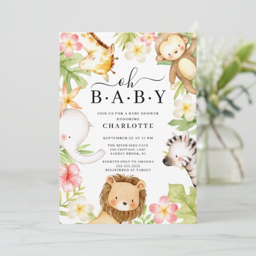 Oh Baby Jungle Baby Shower Invitation | Zazzle