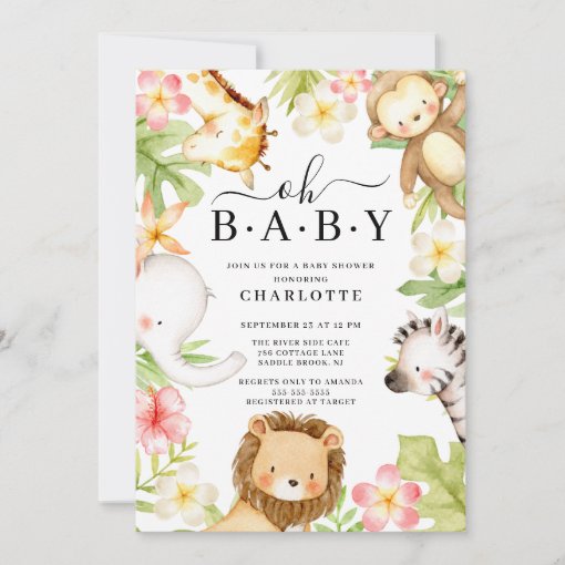 Oh Baby Jungle Baby Shower Invitation | Zazzle