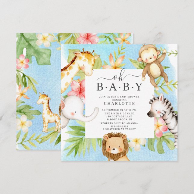Oh Baby Jungle Baby Shower  Invitation (Front/Back)