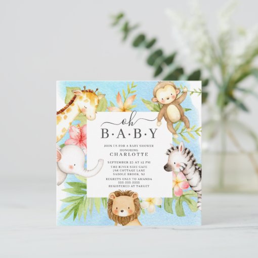 Oh Baby Jungle Baby Shower Invitation | Zazzle