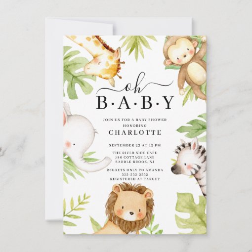 Oh Baby Jungle Baby Shower Invitation | Zazzle