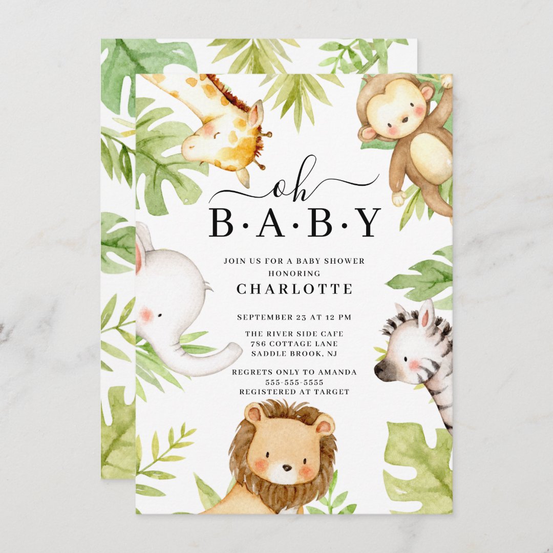 Oh Baby Jungle Baby Shower Invitation | Zazzle