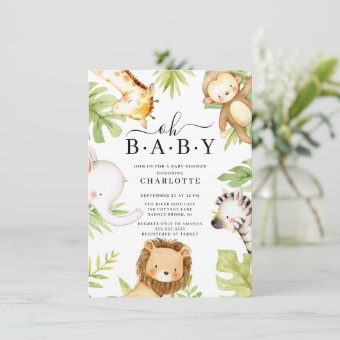 Oh Baby Jungle Baby Shower Invitation | Zazzle