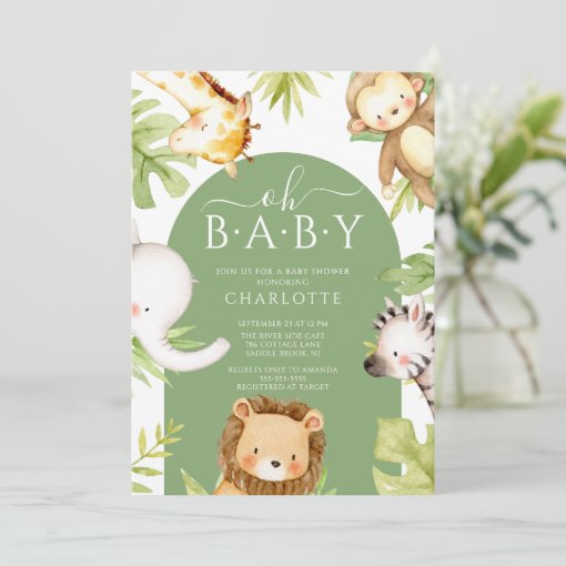 Oh Baby Jungle Baby Shower Invitation | Zazzle