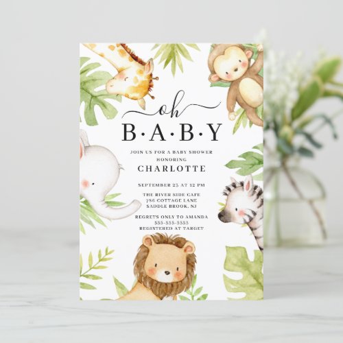 Oh Baby Jungle Baby Shower Invitation