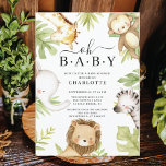 Oh Baby Jungle Baby Shower  Invitation<br><div class="desc">Adorable design featuring the sweetest giraffe,  monkey,  zebra,  elephant & lion with a leafy jungle leaf frame. Visit our shop to view our entire Oh Baby Safari collection</div>