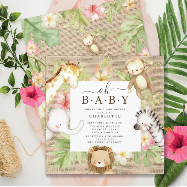 Oh Baby Jungle Baby Shower Invitation | Zazzle