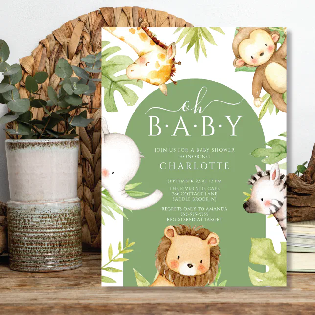 Oh Baby Jungle Baby Shower Invitation | Zazzle