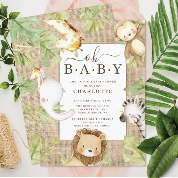 Oh Baby Jungle Baby Shower  Invitation by invitationstop at Zazzle