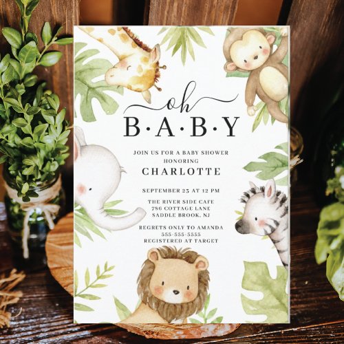 Oh Baby Jungle Baby Shower  Invitation