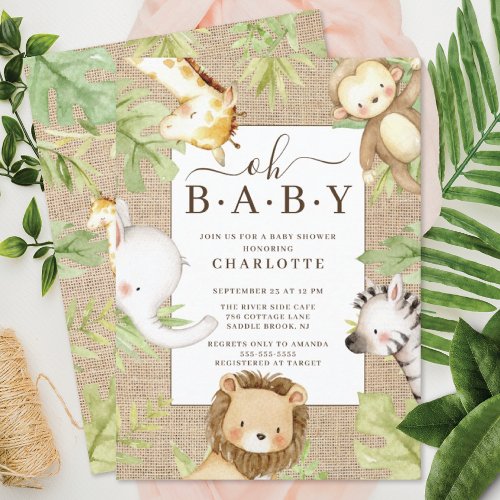 Oh Baby Jungle Baby Shower Invitation