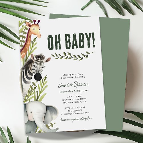 Oh Baby Jungle Baby Shower Invitation