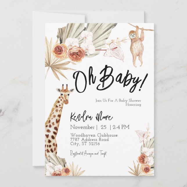 Oh Baby Jungle Baby Shower Invitation (Front)